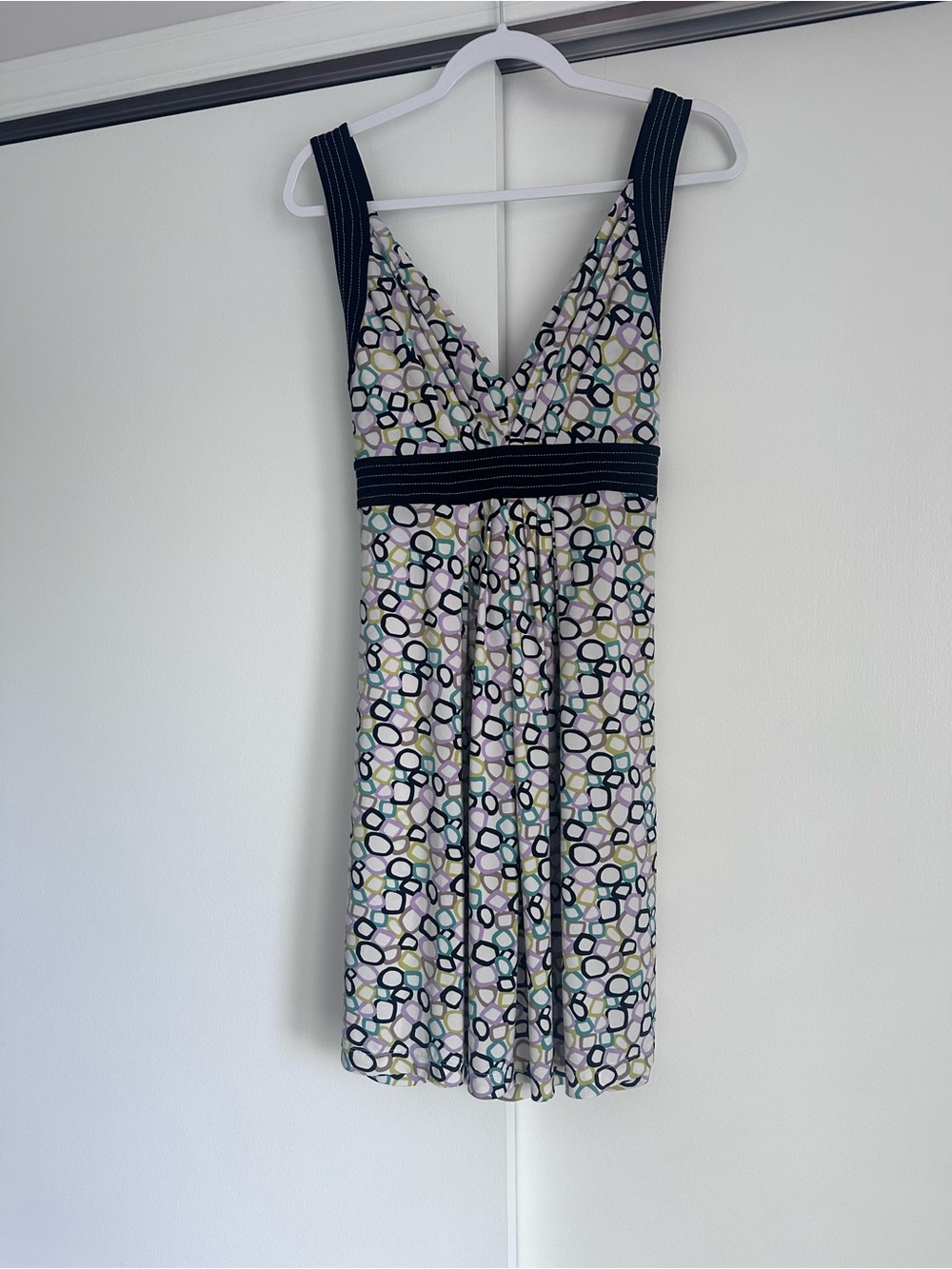 BCBGMaxAzria Black and Multicolor Geometric Midi Dress